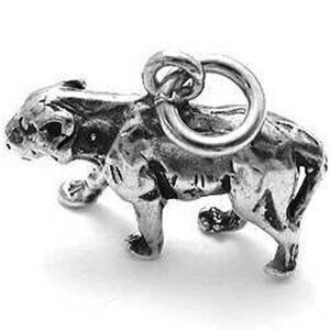 PANTHER CHARM IN 3D STERLING SILVER.